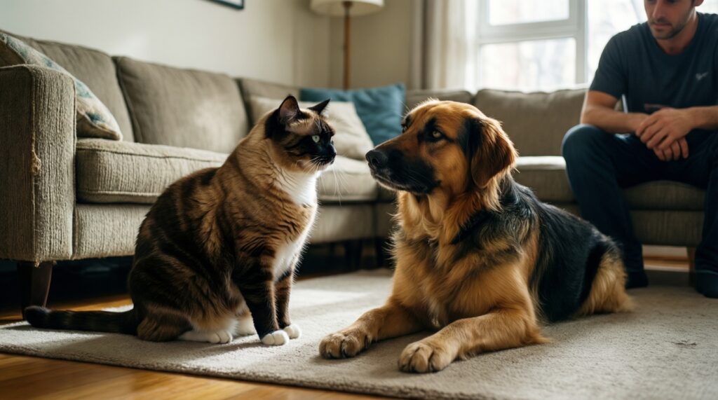 Как подружить кошку и собаку в одной квартире: пошаговый план - иллюстрация