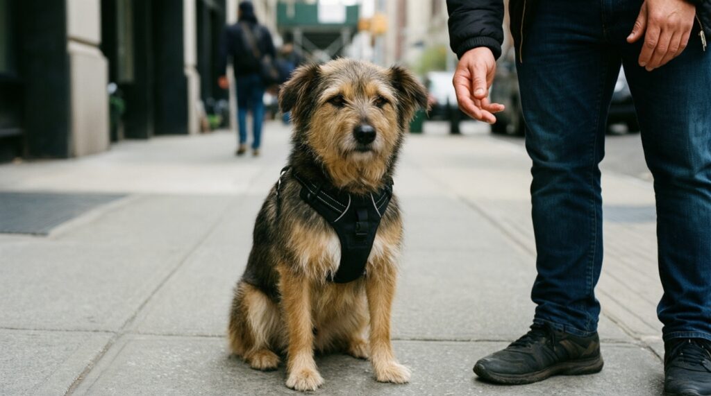 Безопасные прогулки: шлейки, поводки, адресники, GPS и правила города - иллюстрация