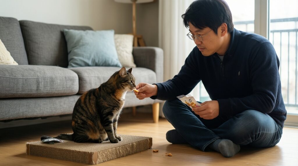 Как научить кошку когтеточке и спасти мебель без наказаний - иллюстрация